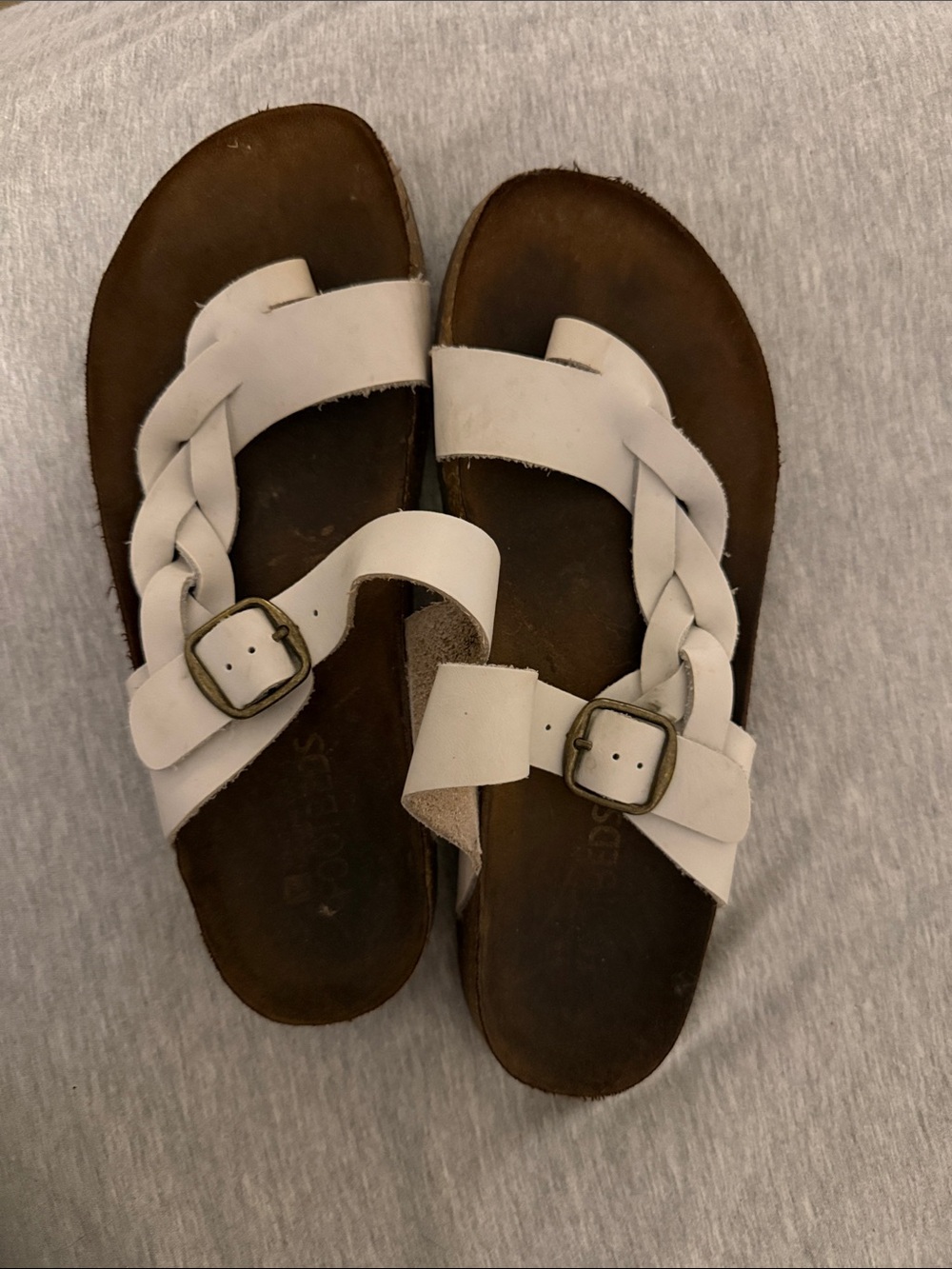 White Braided Buckle Sandals